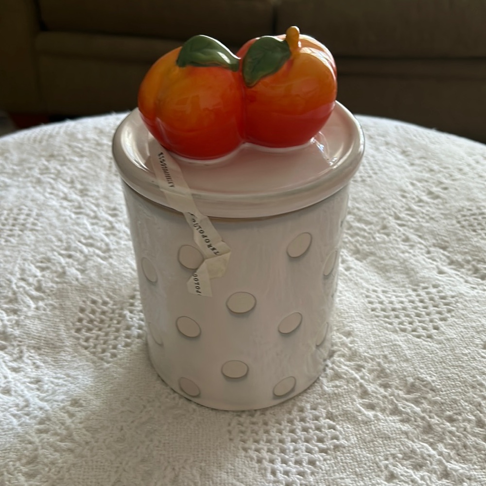 Anthropologie peach canister